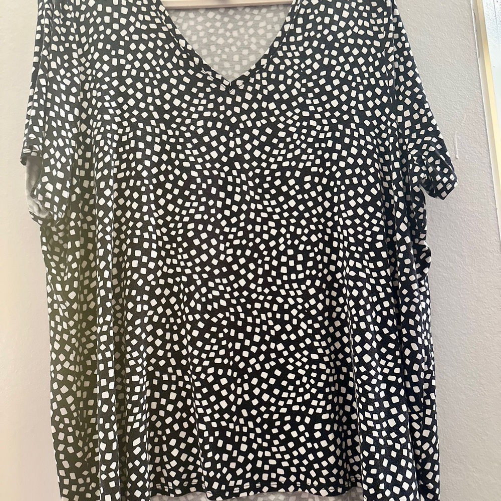 Alfani White and Blue Relaxed Blouse